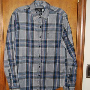 Men's OP Grey Plaid casual button down shirt Men's size Medium